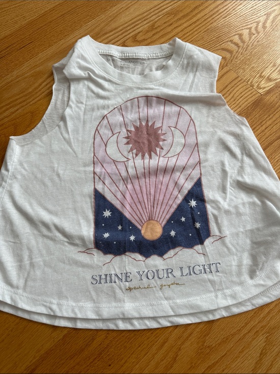 Spiritual Gangster Tops - Spiritual Gangster White Graphic Muscle Tank with Pink, Navy & Gold Art